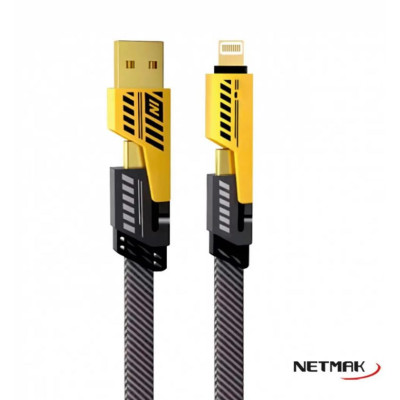 Cable 4 En 1 Usb-c Lightning 65w Carga Rápida Netmak Nm-123